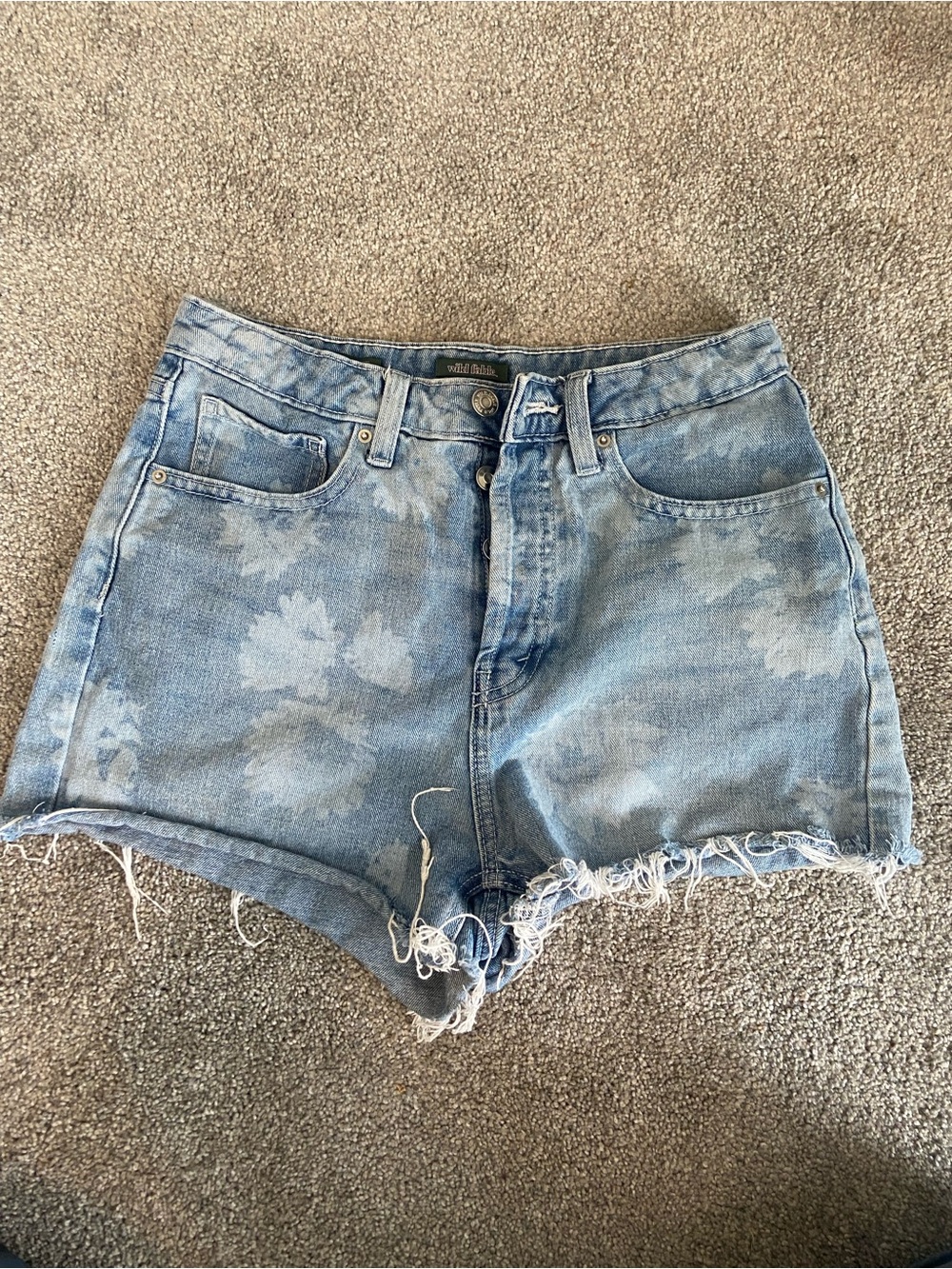 Wild Fable High-Rise Floral Bleach Print Denim Cutoff Shorts